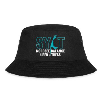 NORDSEE BALANCE ÜBER STRESS Lustiges - Bucket Hat - Schwarz - Vorne - Lela (165cm)