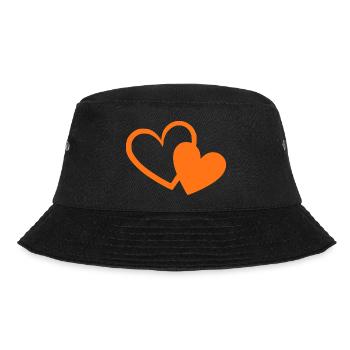 orangenes Herz orangen Geschenk Valentinstag - Bucket Hat - Schwarz - Vorne - Lela (165cm)