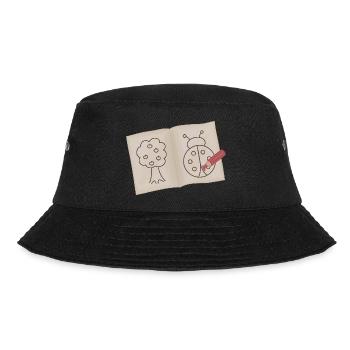 Baum und Marienkäfer Doodle Skizze - Bucket Hat - Schwarz - Vorne - Lela (165cm)