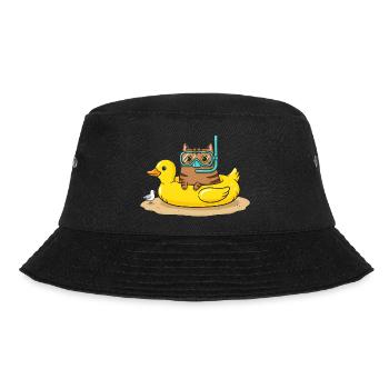 Taucherkatze auf Gummi Ente - Bucket Hat - Schwarz - Vorne - Lela (165cm)
