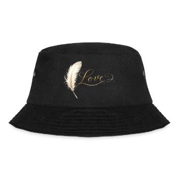 Love Lettering with Feather Elegant Design - Bucket Hat - black - Front - Lela (165cm)