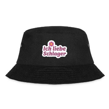 Schlager-Sticker: Musik & Blume Design - Bucket Hat - Schwarz - Vorne - Lela (165cm)