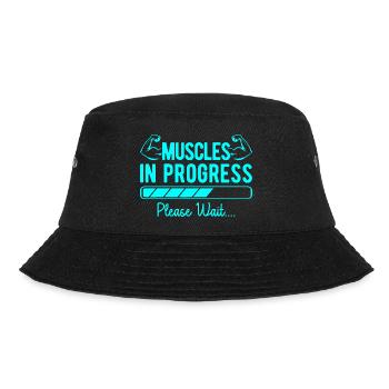 Fitness Motivation Bodybuilder Muscles In Progress - Bucket Hat - Schwarz - Vorne - Lela (165cm)