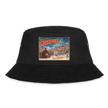 Grüße vom Nordpol Retro-Postkarte - Bucket Hat - Schwarz - Vorne