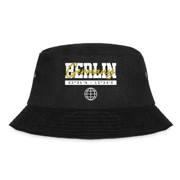 Berlin Deutschland Koordinaten Reise Souvenir - Bucket Hat - Schwarz - Vorne