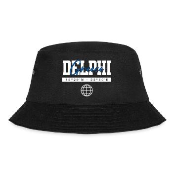 Delphi Griechenland Koordinaten Reise Souvenir - Bucket Hat - Schwarz - Vorne