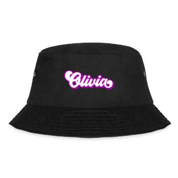 Farben änderbar | Olivia Schöner Mädchen Name - Bucket Hat - Schwarz - Vorne - Lela (165cm)