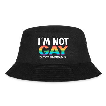 i m not gay but my boyfriend is - Bucket Hat - Schwarz - Vorne - Lela (165cm)