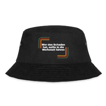 Wer den Schaden hat... | Shirt, Geschenk - Bucket Hat - Schwarz - Vorne - Lela (165cm)