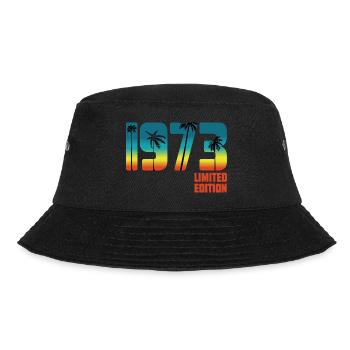 Jahrgang 1973 Limited Edition Sommer Palmen Fun - Bucket Hat - Schwarz - Vorne - Lela (165cm)
