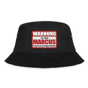 Marcus Name Lustiges Warnschild - Bucket Hat - Schwarz - Vorne - Lela (165cm)