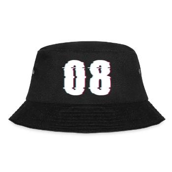 Acht 8 Zahl 08 Effekt Verzerrt Nummer - Bucket Hat - Schwarz - Vorne - Lela (165cm)