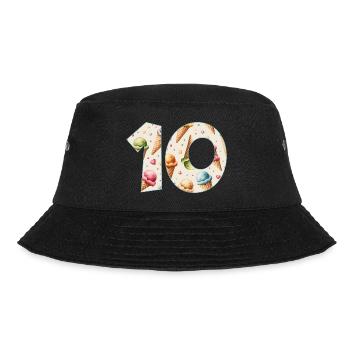 EISCREME NUMMER 10 JAHRE EIS 10. GEBURTSTAG - Bucket Hat - Schwarz - Vorne - Lela (165cm)