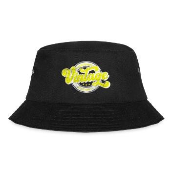 Legendäre Vintage Denim Kleidung retro gelb - Bucket Hat - Schwarz - Vorne - Lela (165cm)