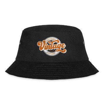 Legendäre Vintage Denim Kleidung Retro Orange - Bucket Hat - Schwarz - Vorne - Lela (165cm)