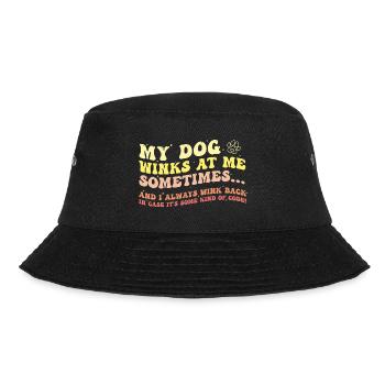 Mein Hund zwinkert mir manchmal zu und ich zwinkere zurück - Bucket Hat - Schwarz - Vorne - Lela (165cm)