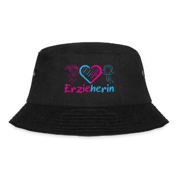 Erzieherin Kindergarten Kita Herz Mädchen Junge - Bucket Hat - Schwarz - Vorne - Lela (165cm)