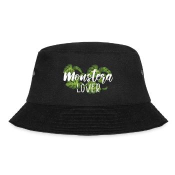 Monstera Lover Tropische Vintage Pflanze - Bucket Hat - Schwarz - Vorne - Lela (165cm)