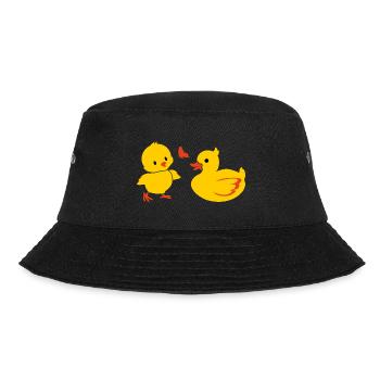 Ente und Babyhuhn mit Hintern - Bucket Hat - Schwarz - Vorne - Lela (165cm)