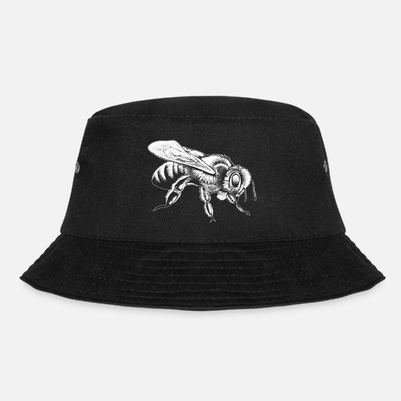 Biene weiß - Bucket Hat - Schwarz