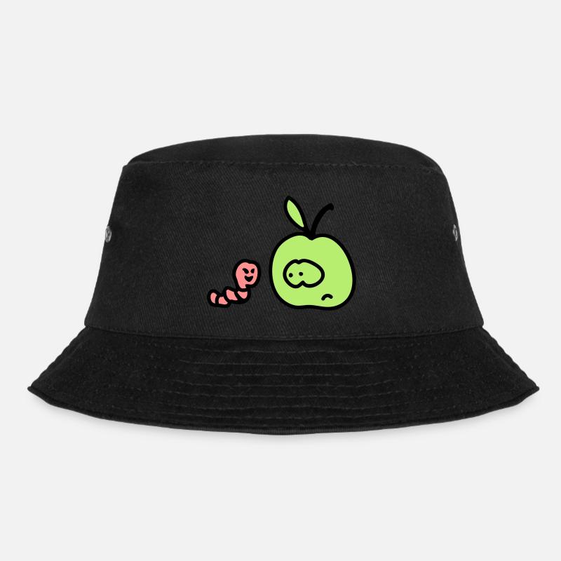 Apfel + Wurm 3 - Bucket Hat - Schwarz