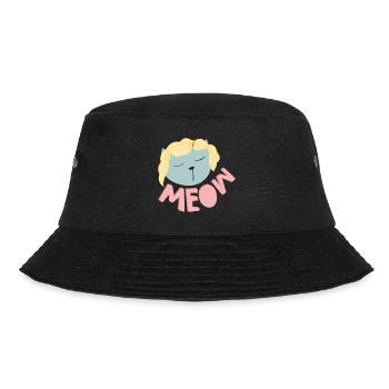MEOW Katze Shirt - Bucket Hat - Schwarz - Vorne - Lela (165cm)
