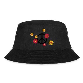Peace Sign Flower Love flower power Valentine's Day - Bucket Hat - black - Front - Lela (165cm)