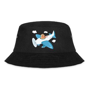 Boo und Flugzeug oo-Serie - Bucket Hat - Schwarz - Vorne - Lela (165cm)