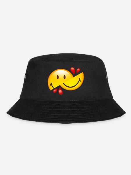 Smiley Glossy Cut in Half - Bucket Hat - black