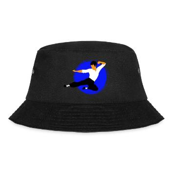 Karate Flying Kick in Blue Circle - Bucket Hat - black - Front - Lela (165cm)