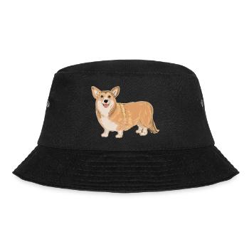 Stehender Corgi - Bucket Hat - Schwarz - Vorne - Lela (165cm)
