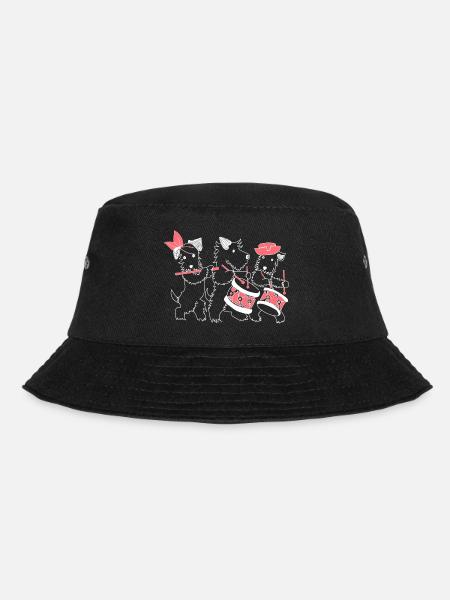 Hunde Musik Trommeln Flöte Süß - Bucket Hat - Schwarz