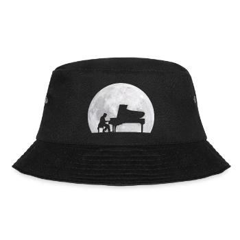 Piano Player Full Moon Musician Pianist Gift - Bucket Hat - black - Front - Lela (165cm)