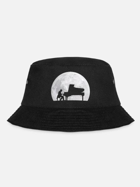 Klavier Spieler Vollmond Musiker Pianist Geschenk - Bucket Hat - Schwarz
