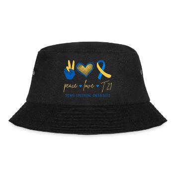 Peace Love T21 - Down-Syndrom Bewusstsein II - Bucket Hat - Schwarz - Vorne - Lela (165cm)