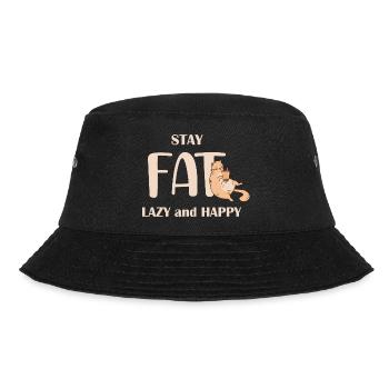 Stay Lazy Happy Cat Lover Spruch - Bucket Hat - Schwarz - Vorne - Lela (165cm)
