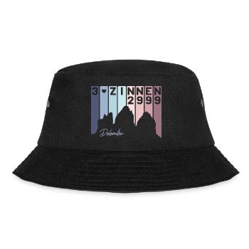3 Drei Zinnen Dolomiten E5 Südtirol Pastell Retro - Bucket Hat - Schwarz - Vorne - Lela (165cm)