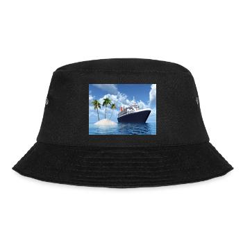 Cruise ship and deserted island with palm trees - Bucket Hat - black - Front - Lela (165cm)