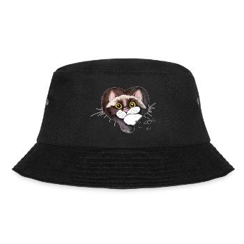 black and white cat, heart - Bucket Hat - black - Front - Lela (165cm)