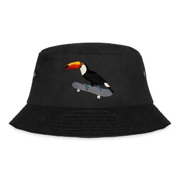 Toucan Skateboard Bird Skating Funny Animal - Bucket Hat - black - Front - Lela (165cm)