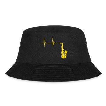 Saxophonist Saxophon Herzschlag Blechbläser EKG Pu - Bucket Hat - Schwarz - Vorne - Lela (165cm)
