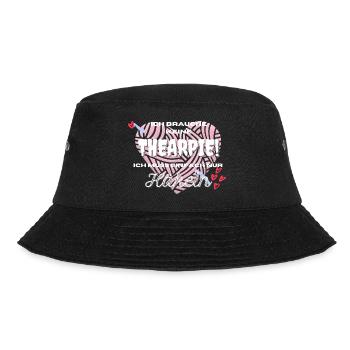 Ich brauche keine Therapie, ich muss nur häkeln - Bucket Hat - Schwarz - Vorne - Lela (165cm)