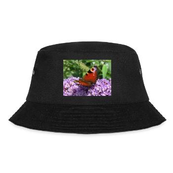 Close up of Peacock Butterfly on purple flowers - Bucket Hat - black - Front - Lela (165cm)