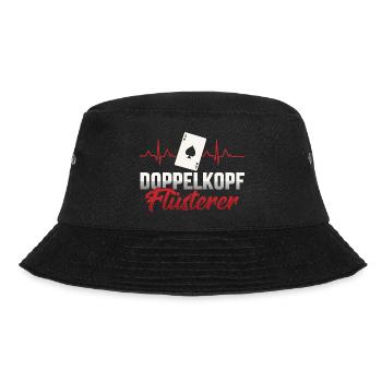 Doppelkopf Flüsterer Herzschlag Kartenspiel - Bucket Hat - Schwarz - Vorne - Lela (165cm)