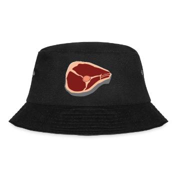 Steak Meat Beef Food and Grilling T-Bone - Bucket Hat - black - Front - Lela (165cm)