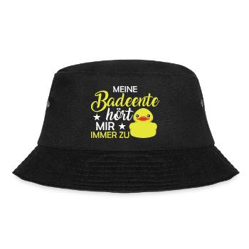 Meine Badeente hört mir immer zu Gummiente - Bucket Hat - Schwarz - Vorne - Lela (165cm)