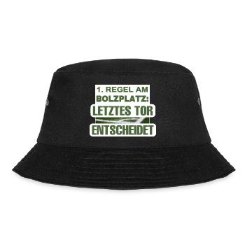 1. Regel am Bolzplatz: Letztes Tor entscheidet! - Bucket Hat - Schwarz - Vorne - Lela (165cm)