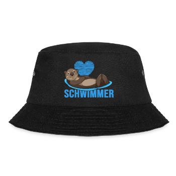 Schwimmer "Otter liebt schwimmen" Schwimmhalle - Bucket Hat - Schwarz - Vorne - Lela (165cm)