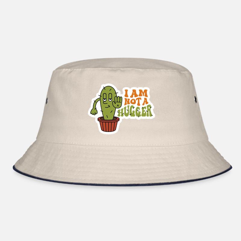 I am Not a Hugger Sarcastic Cactus Design Bucket Hat