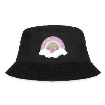 Regenbogen Schwein Pastell Farben Wolken Geschenk - Bucket Hat - Schwarz - Vorne - Lela (165cm)
